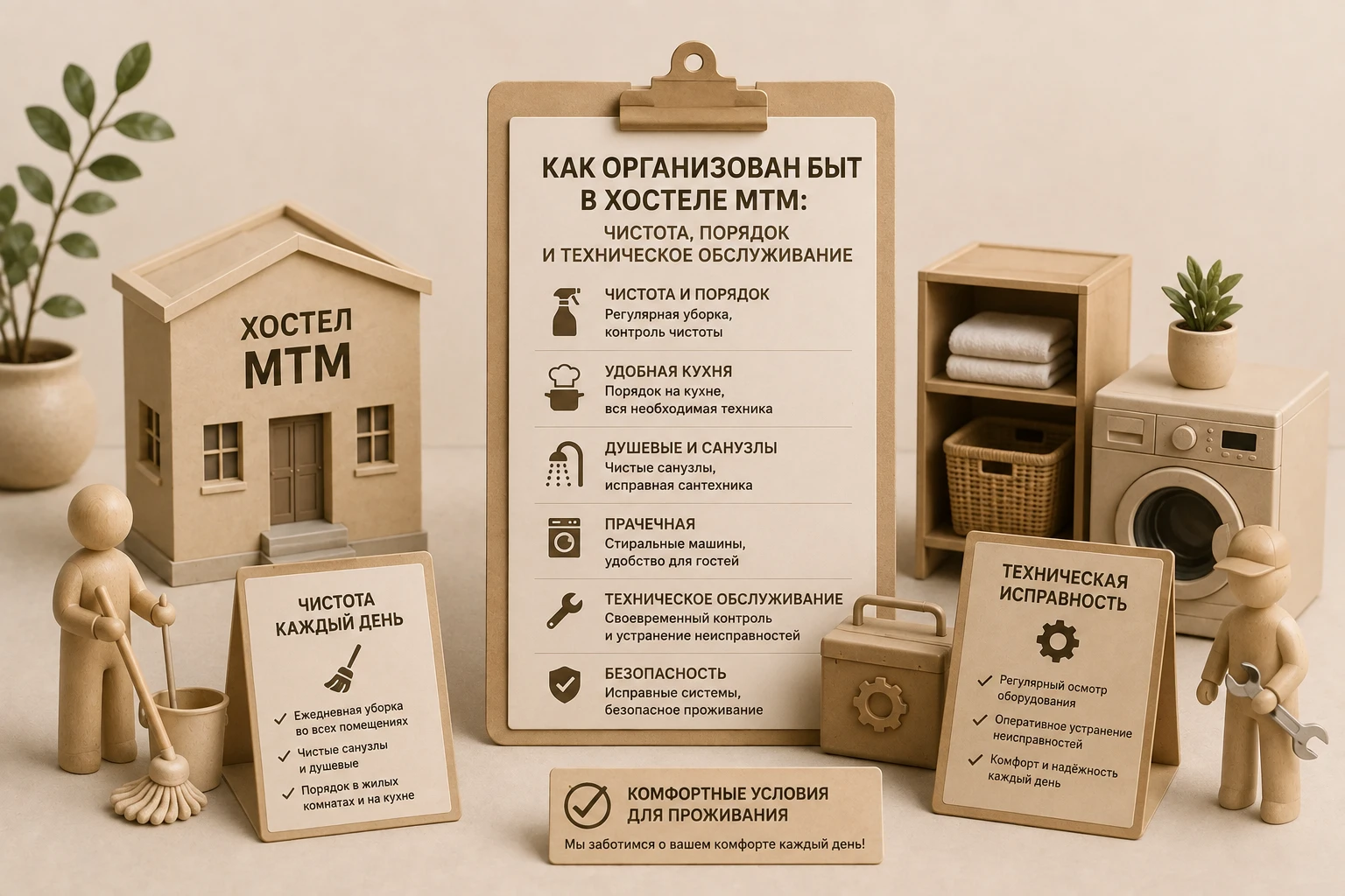 Как организован быт в хостеле МТМ: чистота, порядок и техническое обслуживание